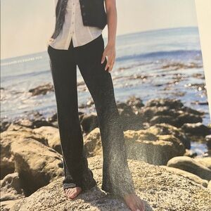 CAbi F24 Black Plaid Swagger Boot Cut Pants Sleek and Structured